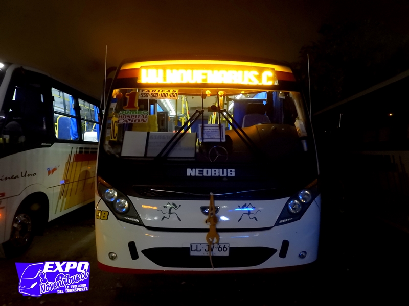 Letrero Novenabus - Neobus Thunder + Maquina 98 Línea 1 Temuco